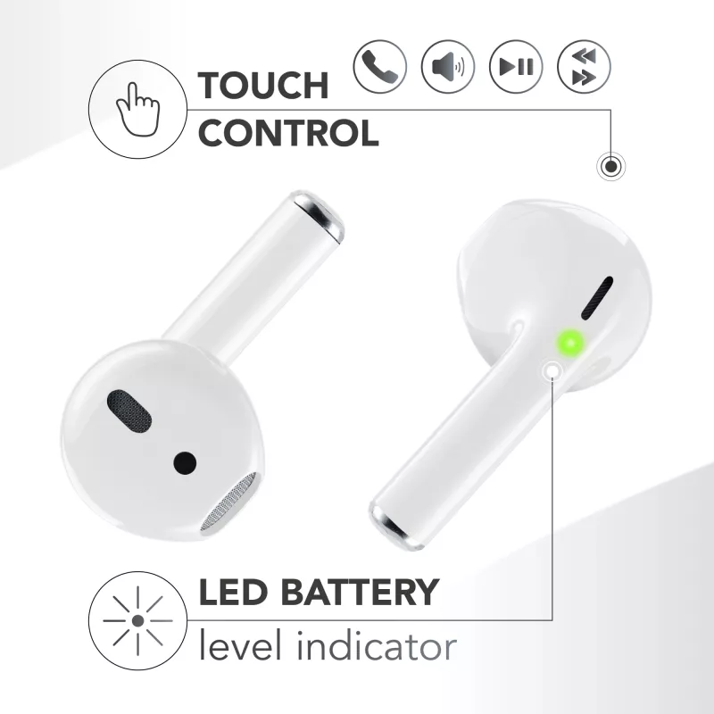 Music Sound SPARK TWS austiņas ar LED displeju, baltas