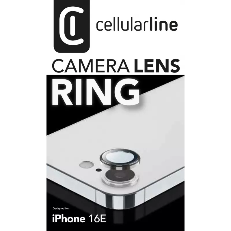 Cellularline CAMERARINGIPHSE4 iPhone 16e kameras objektīva aizsargaplis, caurspīdīgs