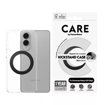 PanzerGlass CARE™ by ® Maciņš Caurspīdīgs ar Melnu Statīvu un Qi Savietojamību Samsung S25 Edge