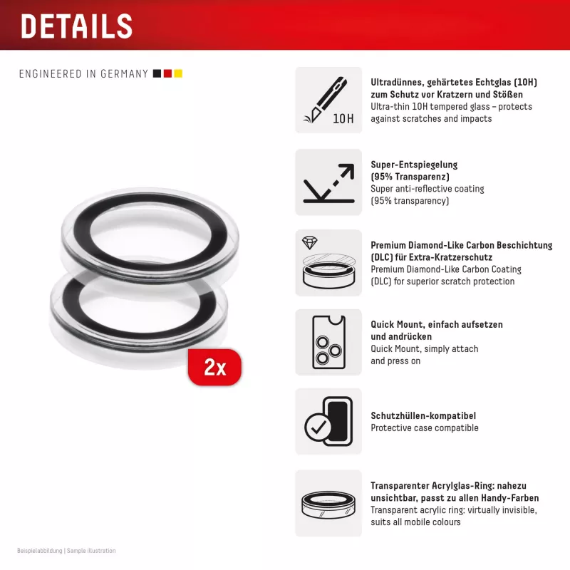 Displex CamGlass Single Lens kameras aizsargs tālrunim iPhone 16e, 02124