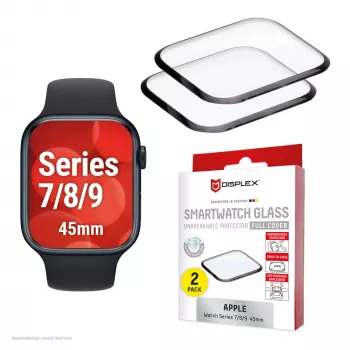 Displex Unbreakable Full Cover Smart Glass Apple Watch 45mm (Series 9/8/7) 2-Pack