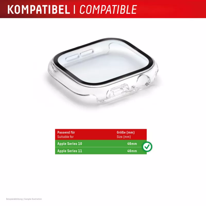 Aizsargstikls PanzerGlass Displex 10H Apple Watch 11/10 42mm, pilna korpusa rūdīts stikls, IP68, aizsniedzams, melns matēts