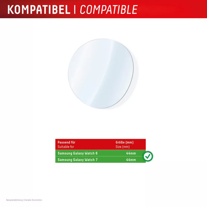 Displex 9H Stikls Galaxy Watch 7/6 (44mm), 2-Pack, Īpaši Plāns, Bezmalas, Prettraipu, Ražots Vācijā