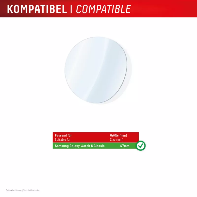 Displex 9H Stikls Galaxy Watch 6 Classic (47mm), 2 iepakojumā, īpaši plāns, bez rāmja, pretpirkstu nospiedumiem, ražots Vācijā