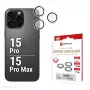 Displex Premium Kameras Stikls, iPhone 15 Pro/15 Pro Max, 10H, Viens Gredzens, DLC, caurspīdīgs, Quick Mount