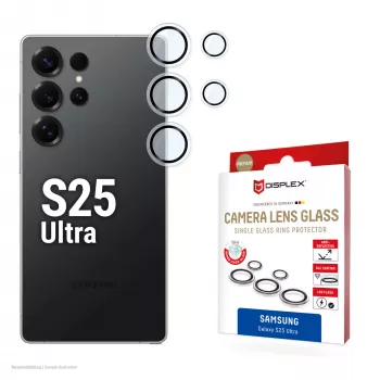 Displex Premium kameras lēcas stikls, Samsung Galaxy S25 Ultra, 10H, Viena gredzena, DLC, caurspīdīgs, Quick Mount