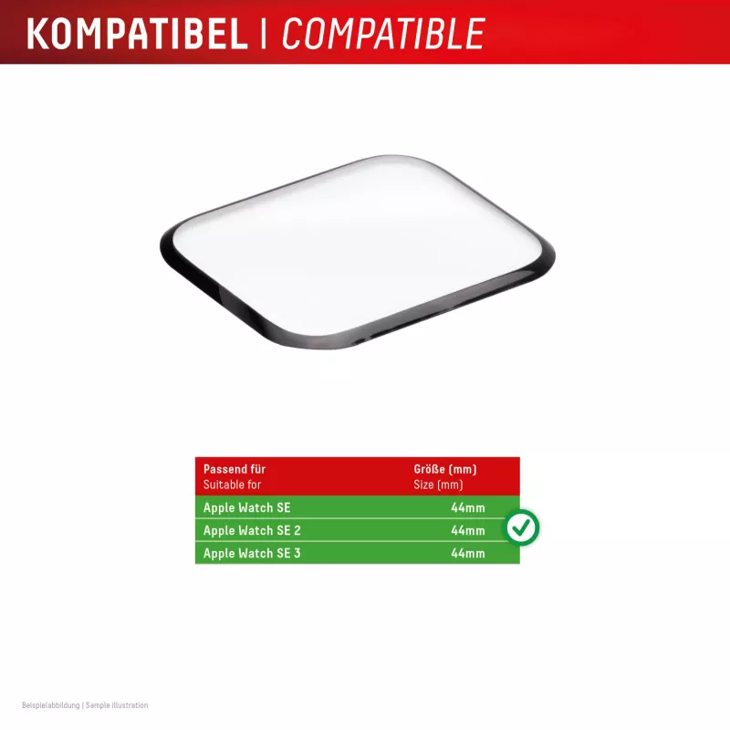 Displex Unbreakable Full Cover Smart Glass Apple Watch SE3/SE2/SE (44mm), 2 iepakojumā, īpaši plāns, no malas līdz malai, Eco Mount