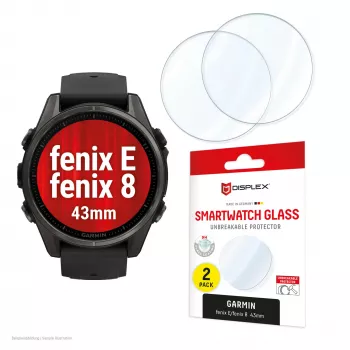 Aizsargstikls GK PROTECTION Displex 9H Glass Garmin fenix E/fenix 8 43mm (2-pack, īpaši plāns, bezmalu, pretpirkstu)
