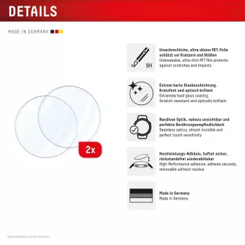 Aizsargstikls GK PROTECTION Displex 9H Glass Garmin fenix E/fenix 8 43mm (2-pack, īpaši plāns, bezmalu, pretpirkstu)