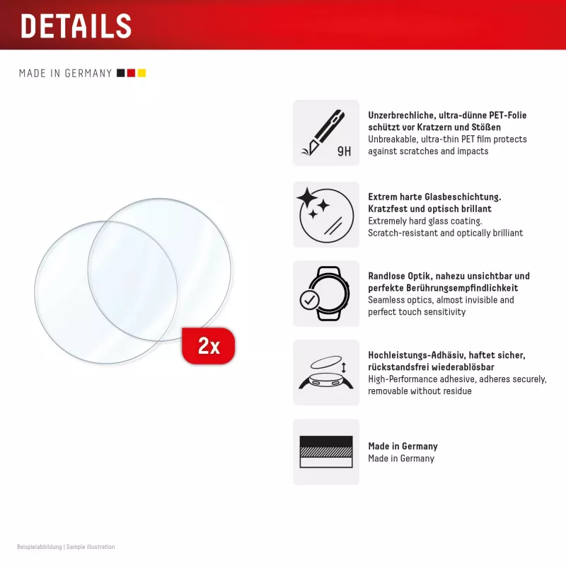 Aizsargstikls GK PROTECTION Displex 9H Glass Garmin fenix E/fenix 8 43mm (2-pack, īpaši plāns, bezmalu, pretpirkstu)