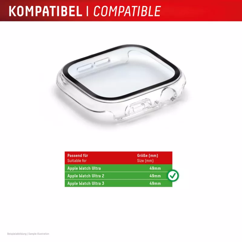 Aizsargstikls PanzerGlass Displex 10H Apple Watch Ultra 3/Ultra 2/Ultra (49mm) — pilna korpusa, IP68, uzspraužams, caurspīdīgs