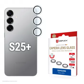 Displex Premium stikla kameras aizsargstikls, Samsung Galaxy S25+, 10H, viens gredzens, DLC, caurspīdīgs, Quick Mount
