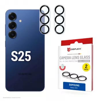 Displex Full Cover Kameras Lēcu Stikls Samsung Galaxy S25, 10H, Pilna Kameras Aizsardzība, Ātrā Uzstādīšana, 2-Pack