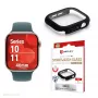 Displex 10H rūdīts stikls Apple Watch 11/10 (46mm), pilna korpusa aizsardzība, IP68, uzspraužams, matēts melns