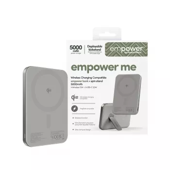 Power Bank PanzerGlass empower by empower Bank ar Spin Statīvu 5000mAh Titanijs