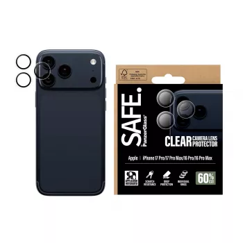 PanzerGlass SAFE. by ® Kameras objektīva aizsargs Caurspīdīgs iPhone 17 Pro | iPhone 17 Pro Max | iPhone 16 Pro | 16 Pro Max