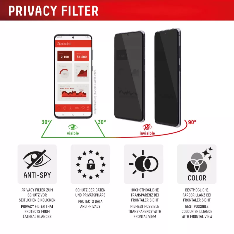 Displex Privātuma aizsargstikls (10H) Samsung Galaxy S25 FE/S24 FE, Eco montāžas rāmis, privātuma filtrs