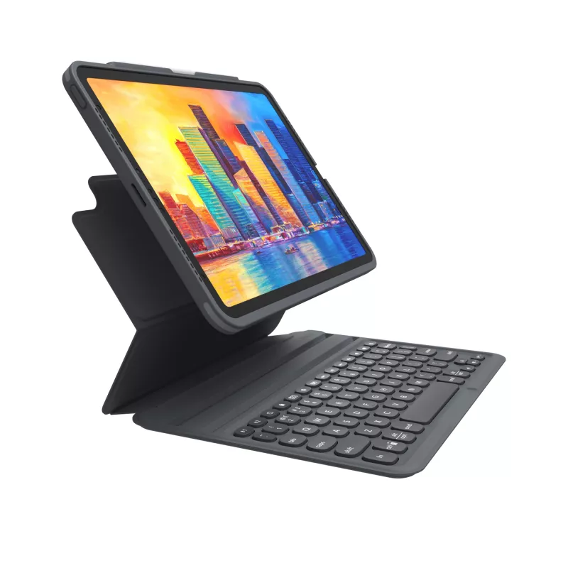 ZAGG Pro Keys bezvadu tastatūra un aizsargmaciņš Apple iPad 10.9 collu, melna/pelēka, vācu tastatūra