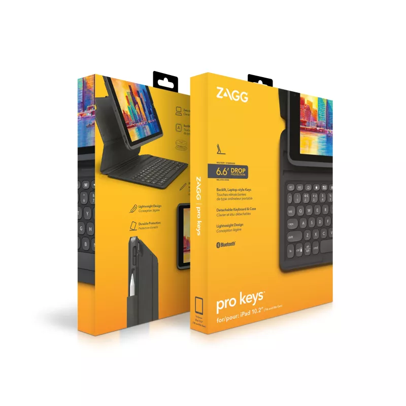 ZAGG Pro Keys bezvadu tastatūra un aizsargmaciņa Apple iPad 10.2 Melna/Pelēka Vācu izkārtojums