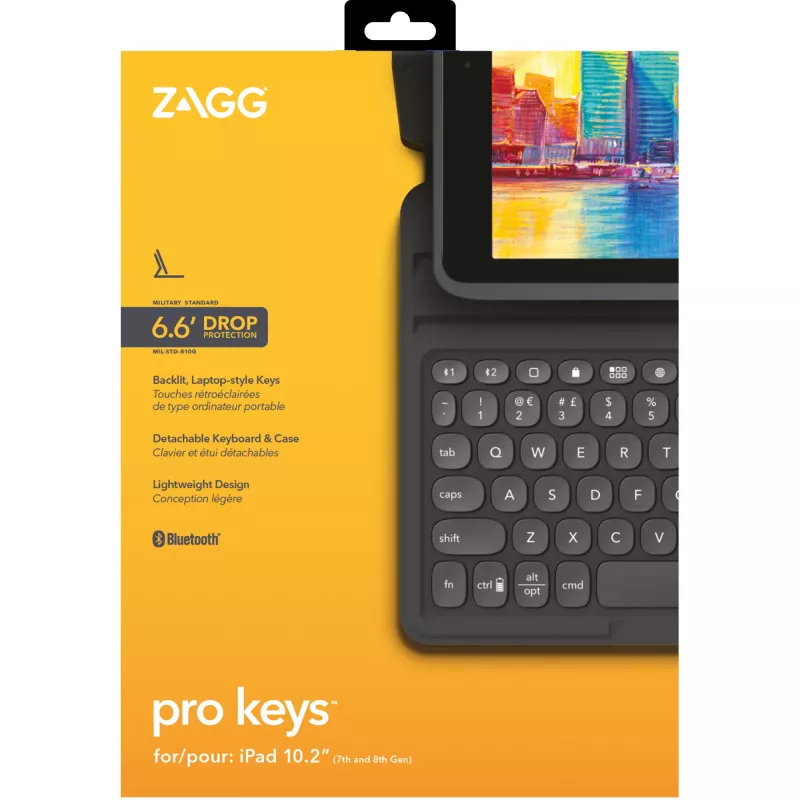 ZAGG Pro Keys bezvadu tastatūra un aizsargmaciņa Apple iPad 10.2 Melna/Pelēka Vācu izkārtojums
