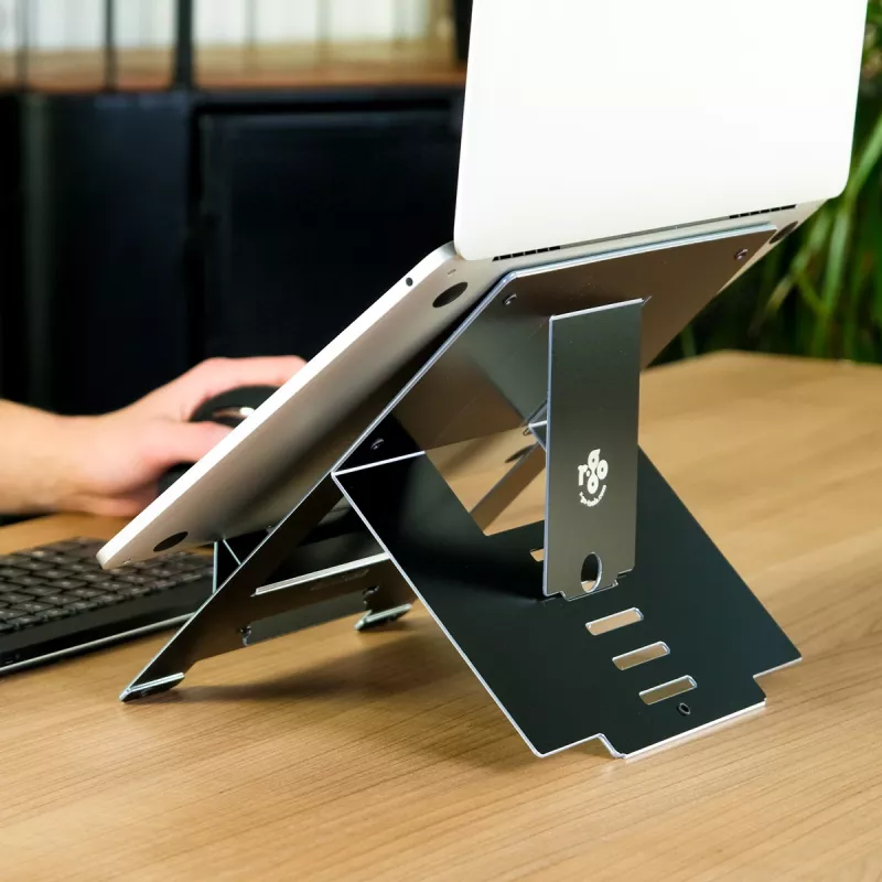 R-Go Tools Riser Flexible saliekams klēpjdatora statīvs, regulējams, ergonomisks, Hylite alumīnijs, melns