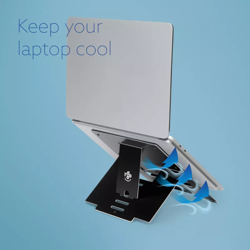 R-Go Tools Riser Flexible saliekams klēpjdatora statīvs, regulējams, ergonomisks, Hylite alumīnijs, melns