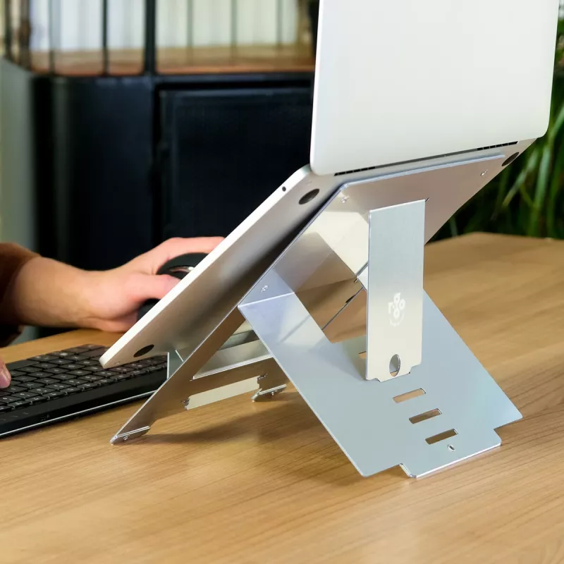 R-Go Tools Laptop statīvs R-Go Riser Flexible, regulējams salokāms klēpjdatora statīvs, ergonomisks, Hylite alumīnijs, sudraba