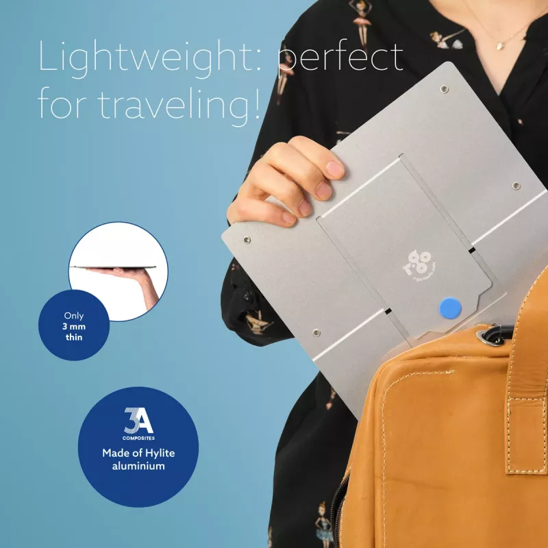 R-Go Tools Laptop statīvs R-Go Riser Flexible, regulējams salokāms klēpjdatora statīvs, ergonomisks, Hylite alumīnijs, sudraba