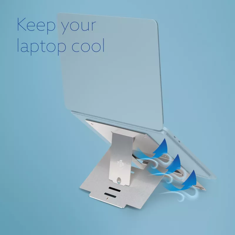 R-Go Tools Laptop statīvs R-Go Riser Flexible, regulējams salokāms klēpjdatora statīvs, ergonomisks, Hylite alumīnijs, sudraba