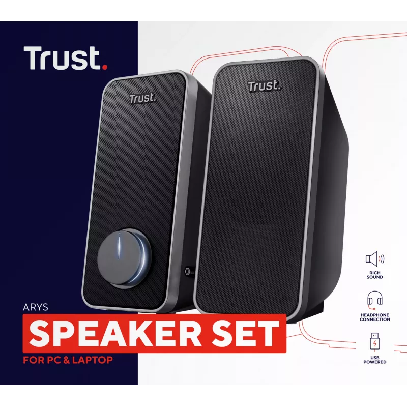 Trust 20179 skaļruņi melni vadi 14 W