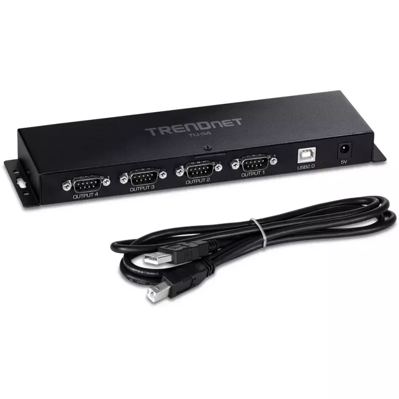 TRENDnet TU-S4 USB–RS-232 4 portu sērijas centrmezgls, melns