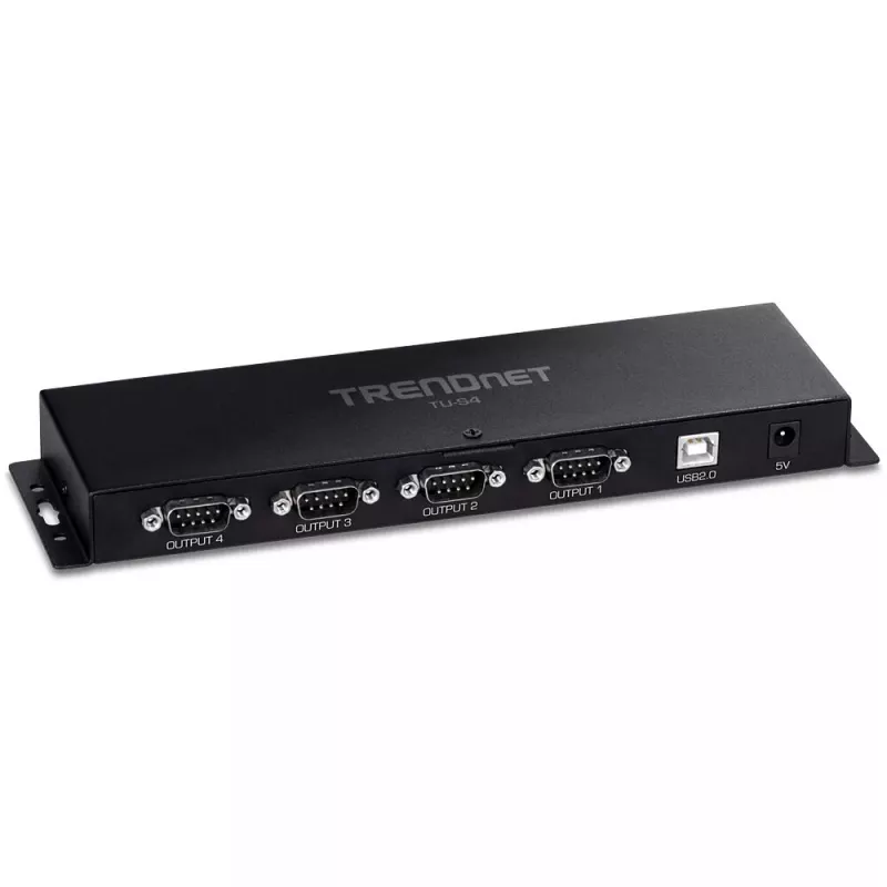 TRENDnet TU-S4 USB–RS-232 4 portu sērijas centrmezgls, melns