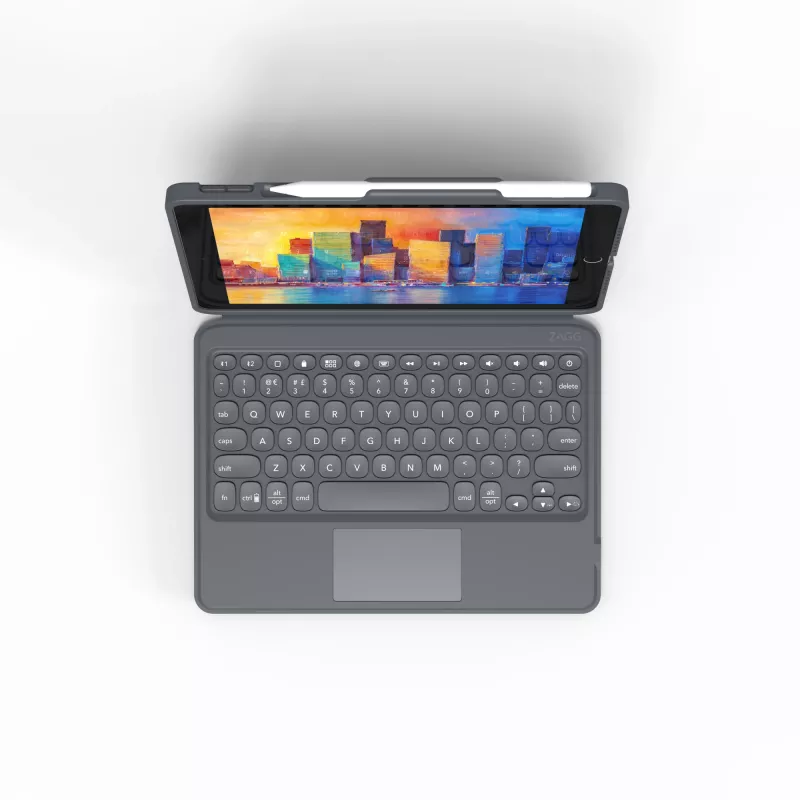 ZAGG Keyboard Pro Keys ar Trackpad — Apple iPad 10.2 — Melns/Pelēks — Vācu