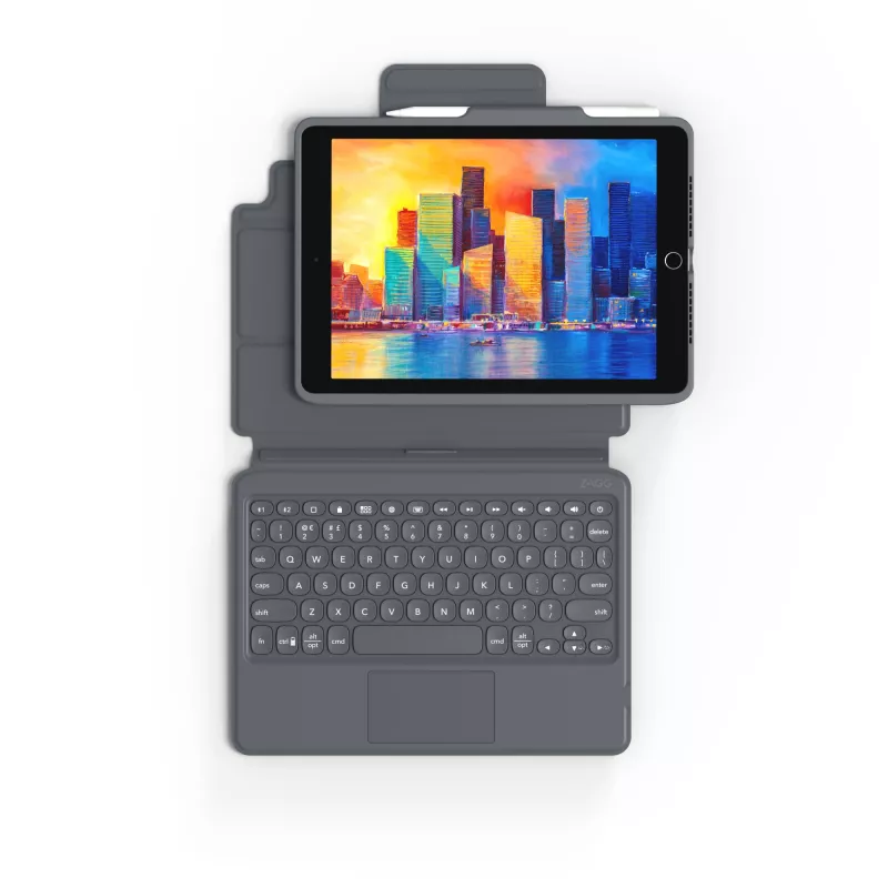 ZAGG Keyboard Pro Keys ar Trackpad — Apple iPad 10.2 — Melns/Pelēks — Vācu
