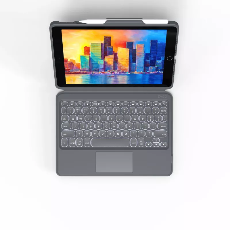 ZAGG Keyboard Pro Keys ar Trackpad — Apple iPad 10.2 — Melns/Pelēks — Vācu