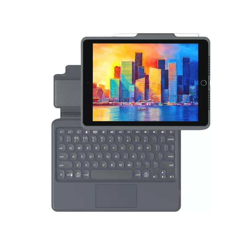 ZAGG Keyboard Pro Keys ar Trackpad — Apple iPad 10.2 — Melns/Pelēks — Vācu