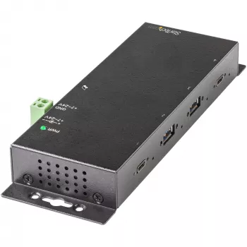StarTech.com 4 portu USB-C centrmezgls 10Gbps - metāla industriālais USB-C centrmezgls - 2x USB-C un 2x USB-A - ESD aizsardzība - USB-C vai USB-A hosts - pašbarots, montējams USB 3.2 Gen 2 Type-C centrmezgls