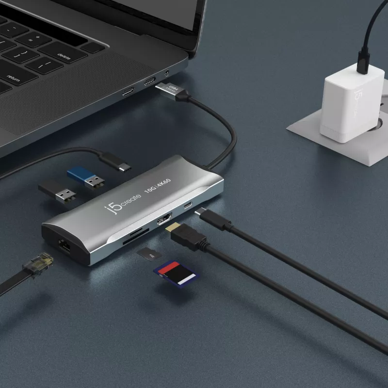 j5create JCD393 4K60 Elite USB-C 10Gbps Mini Dok, Space Grey
