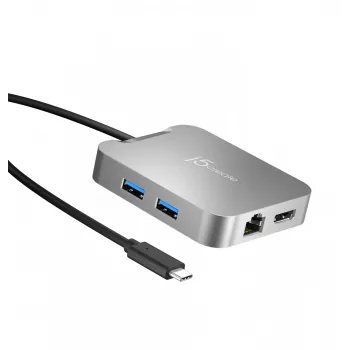 j5create JCD391 4K60 Elite USB-C® PD Daudzportu Pielāgotājs, Sudrabs