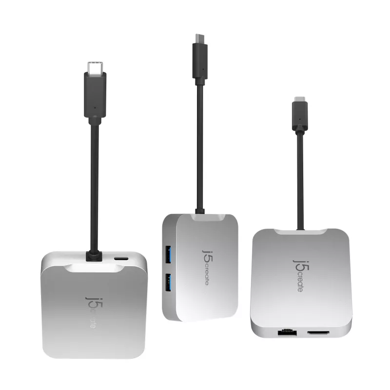 j5create JCD391 4K60 Elite USB-C® PD Daudzportu Pielāgotājs, Sudrabs
