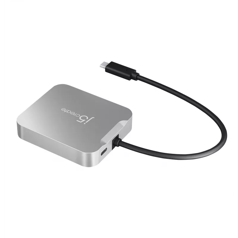 j5create JCD391 4K60 Elite USB-C® PD Daudzportu Pielāgotājs, Sudrabs