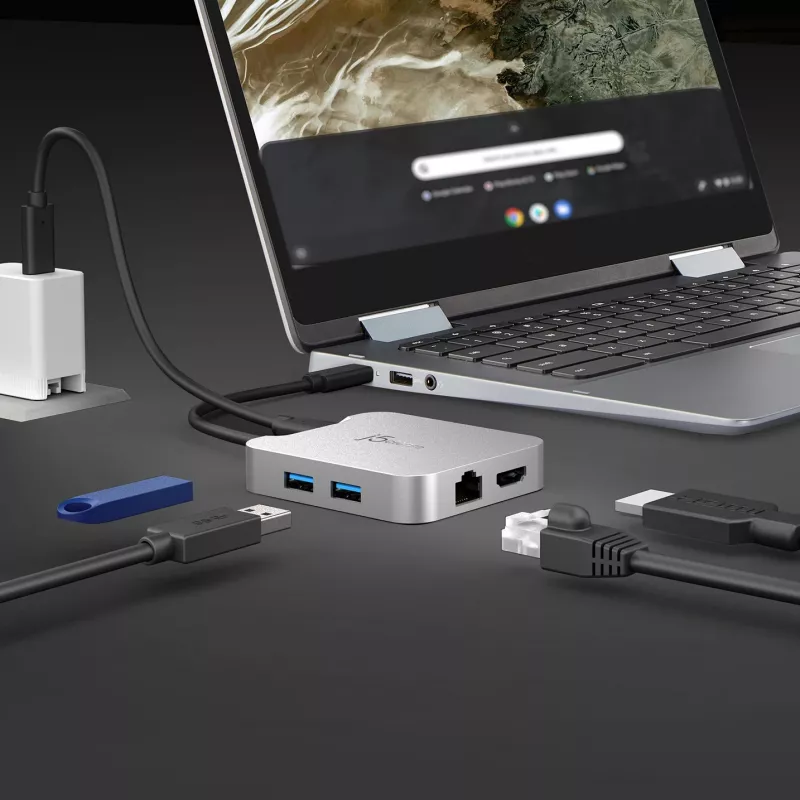 j5create JCD391 4K60 Elite USB-C® PD Daudzportu Pielāgotājs, Sudrabs