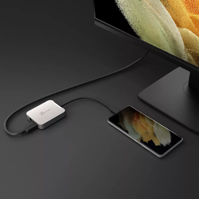 j5create JCD391 4K60 Elite USB-C® PD Daudzportu Pielāgotājs, Sudrabs