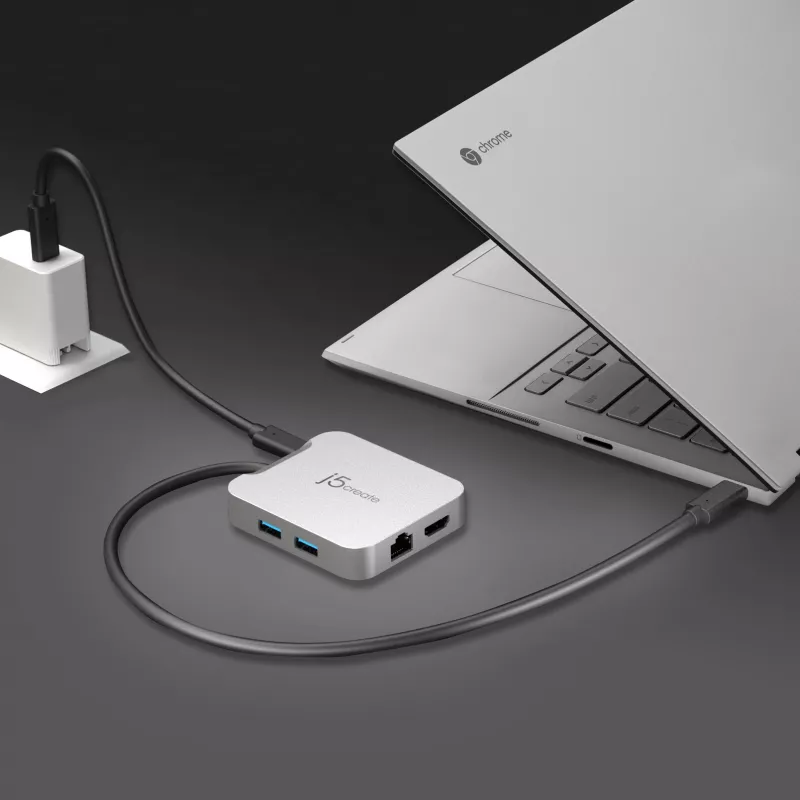 j5create JCD391 4K60 Elite USB-C® PD Daudzportu Pielāgotājs, Sudrabs