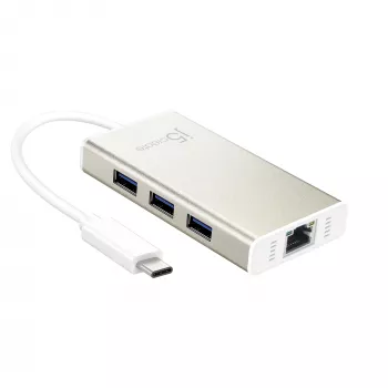 j5create JCH471 USB-C™ Gigabit Ethernet un Huba daudzfunkciju adapteris, Metālisks šampanieša
