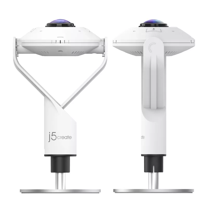 j5create JVCU360 360° Visapkārt esošā tīmekļa kamera, 1080p video uztveršanas izšķirtspēja, balta un melna