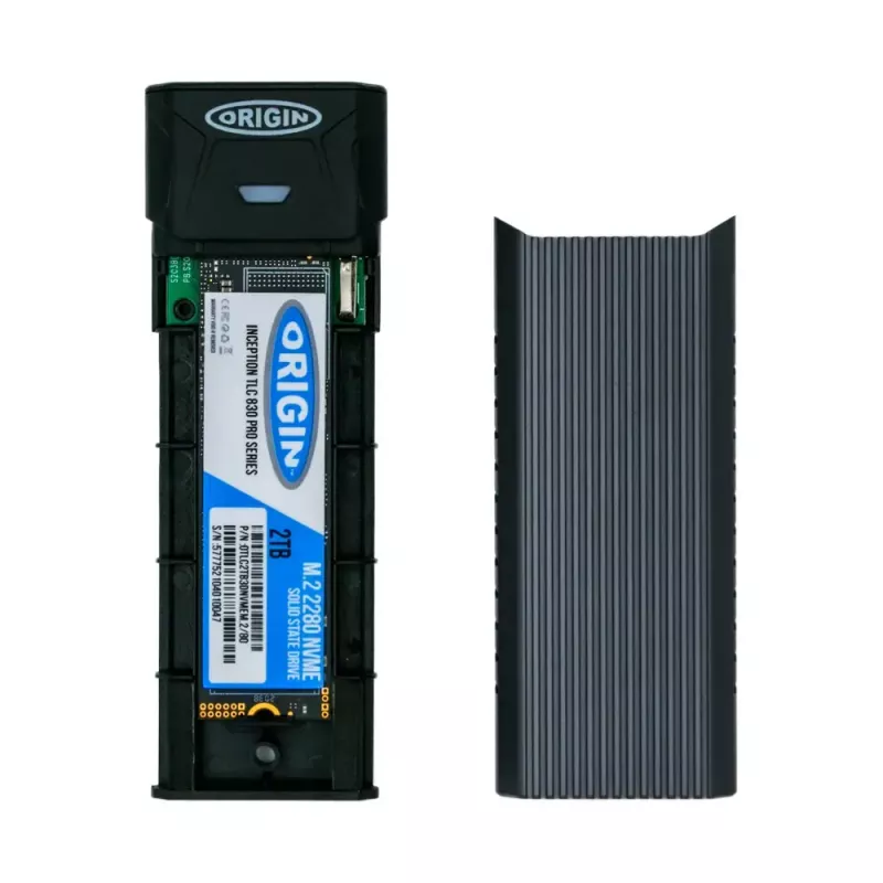 Ārējais M.2 SSD korpuss Origin USB-C viena NVMe/SATA (2240/2260/2280), USB 3.2 Gen 1, melns