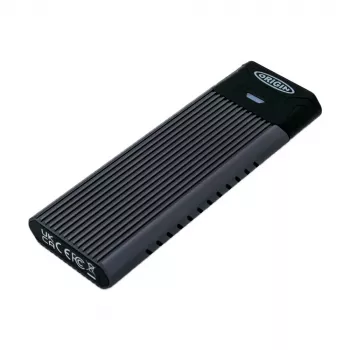 Ārējais M.2 SSD korpuss Origin USB-C viena NVMe/SATA (2240/2260/2280), USB 3.2 Gen 1, melns