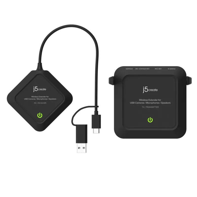 j5create JVW120 Bezvadu pagarinātājs USB™ kamerām, mikrofoniem, skaļruņiem, melns