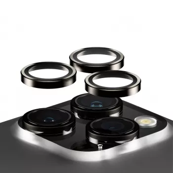 PanzerGlass® Hoops® Metāla Kameras Lēcas Aizsargs Melns iPhone 15 Pro | 15 Pro Max